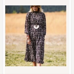 3BN THREE Birds Nest MIA Floral Black and White Midi Dress XL